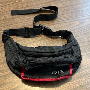 OGIO 90’s VINTAGE Black Red Fanny Pack Waist Hip Bag